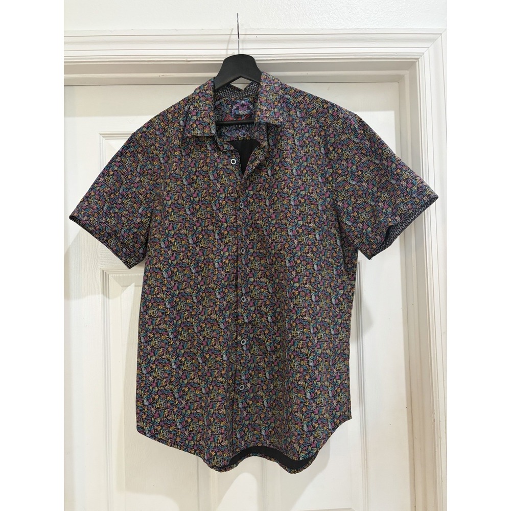 Robert Graham Classic Fit Shirt Men L Multicolor Black Abstract Button-Up SS